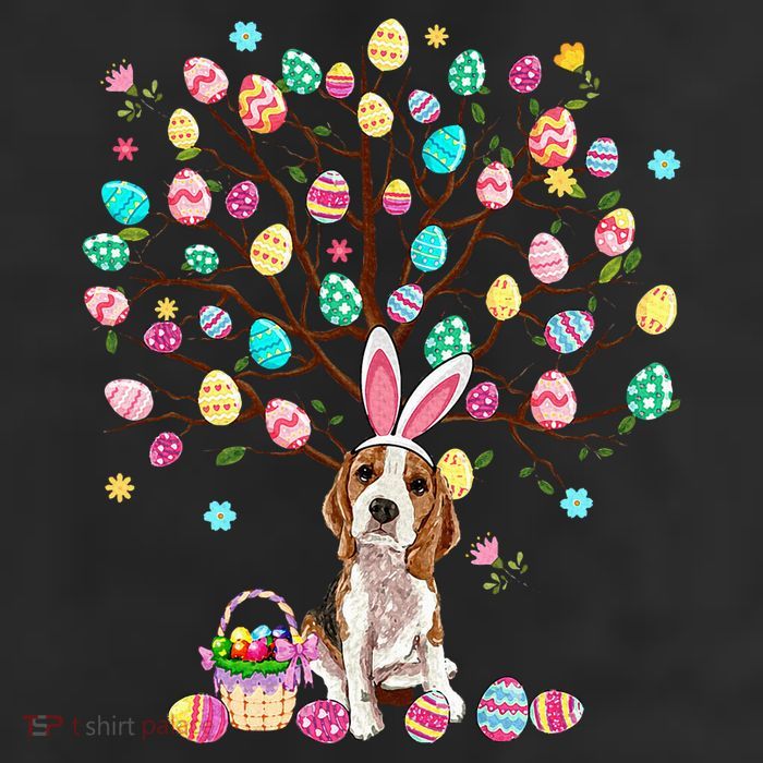 Easter Eggs Tree Beagle Dog Wearing Bunny Ear 25L Jumbo Tote