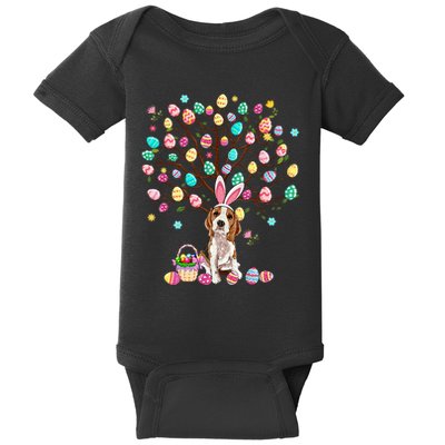 Easter Eggs Tree Beagle Dog Wearing Bunny Ear Baby Bodysuit