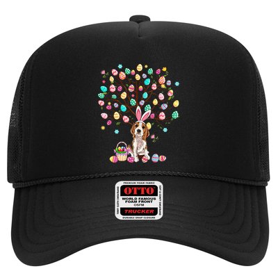 Easter Eggs Tree Beagle Dog Wearing Bunny Ear Trucker Hat