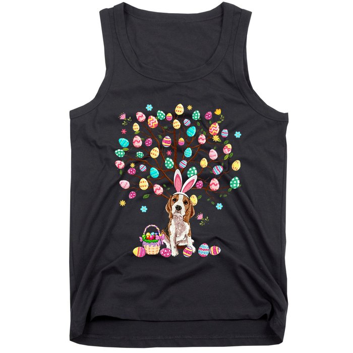 Easter Eggs Tree Beagle Dog Wearing Bunny Ear Tank Top
