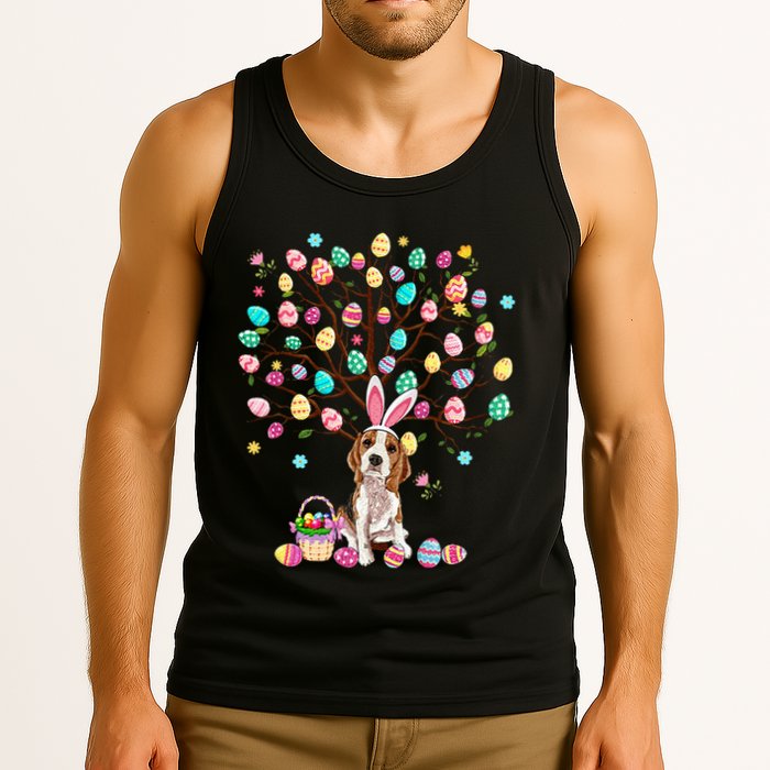 Easter Eggs Tree Beagle Dog Wearing Bunny Ear Tank Top