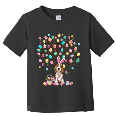 Easter Eggs Tree Beagle Dog Wearing Bunny Ear Toddler T-Shirt