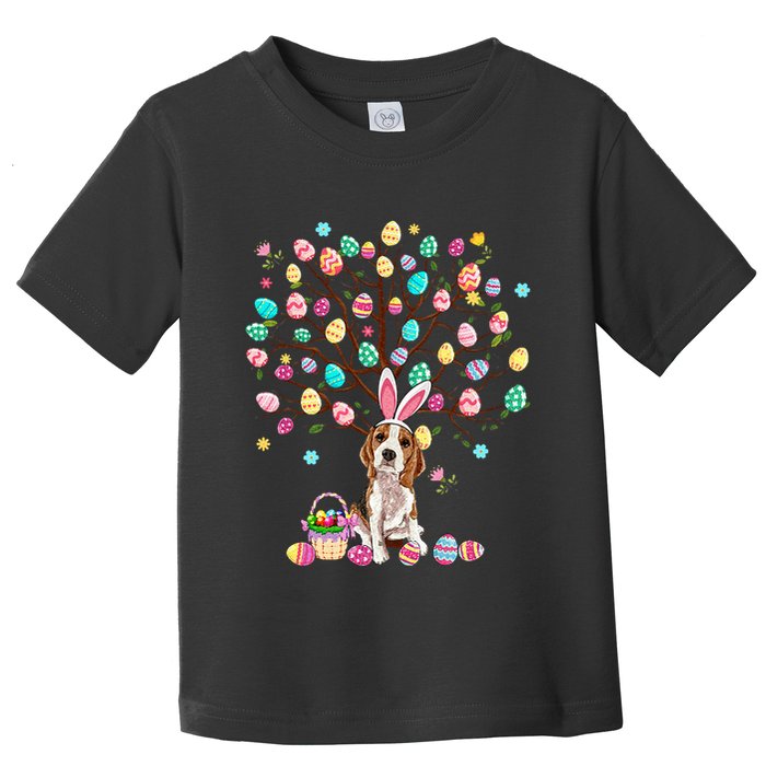 Easter Eggs Tree Beagle Dog Wearing Bunny Ear Toddler T-Shirt