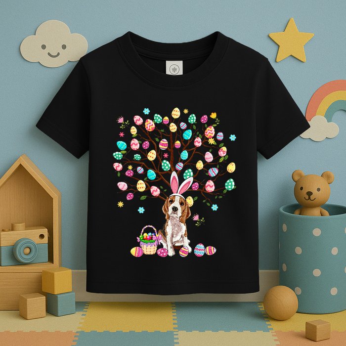 Easter Eggs Tree Beagle Dog Wearing Bunny Ear Toddler T-Shirt
