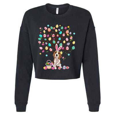 Easter Eggs Tree Beagle Dog Wearing Bunny Ear Cropped Pullover Crew