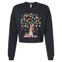 Easter Eggs Tree Beagle Dog Wearing Bunny Ear Cropped Pullover Crew