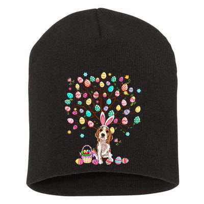Easter Eggs Tree Beagle Dog Wearing Bunny Ear Short Acrylic Beanie