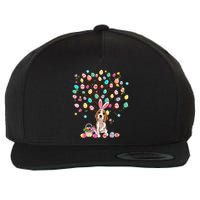 Easter Eggs Tree Beagle Dog Wearing Bunny Ear Wool Snapback Cap
