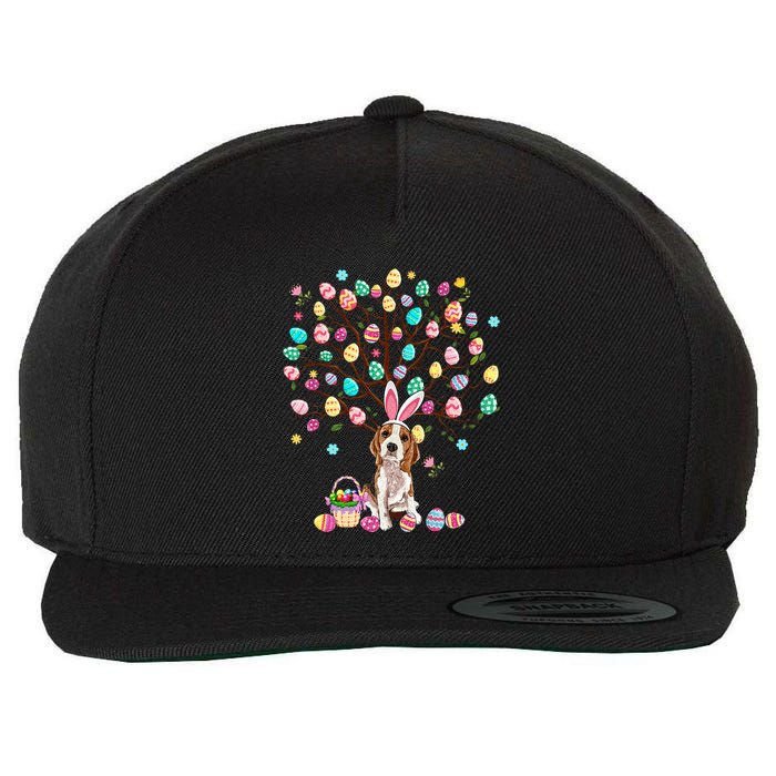 Easter Eggs Tree Beagle Dog Wearing Bunny Ear Wool Snapback Cap