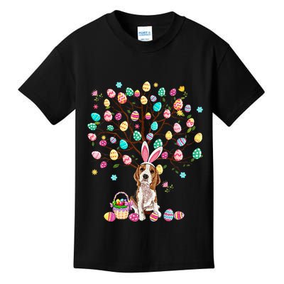Easter Eggs Tree Beagle Dog Wearing Bunny Ear Kids T-Shirt