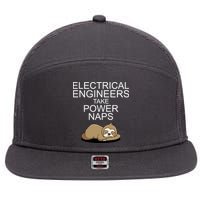 Electrical Engineers Take Power Naps Funny Sloth 7 Panel Mesh Trucker Snapback Hat