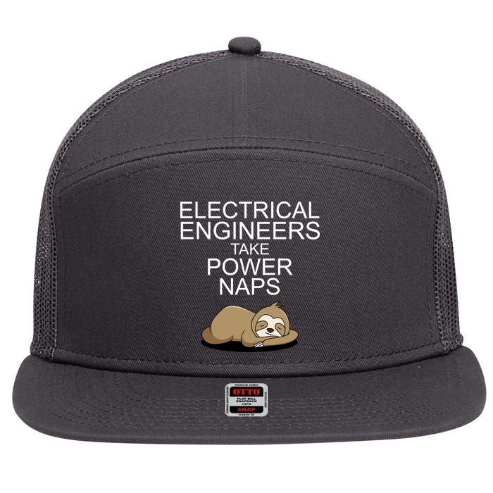 Electrical Engineers Take Power Naps Funny Sloth 7 Panel Mesh Trucker Snapback Hat