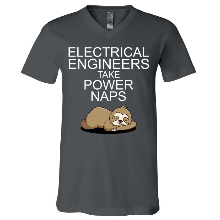 Electrical Engineers Take Power Naps Funny Sloth V-Neck T-Shirt