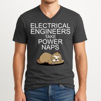 Electrical Engineers Take Power Naps Funny Sloth V-Neck T-Shirt