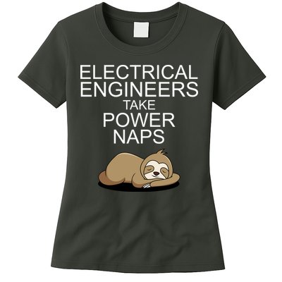 Electrical Engineers Take Power Naps Funny Sloth Womens T-Shirt
