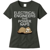 Electrical Engineers Take Power Naps Funny Sloth Womens T-Shirt