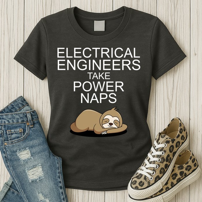Electrical Engineers Take Power Naps Funny Sloth Womens T-Shirt