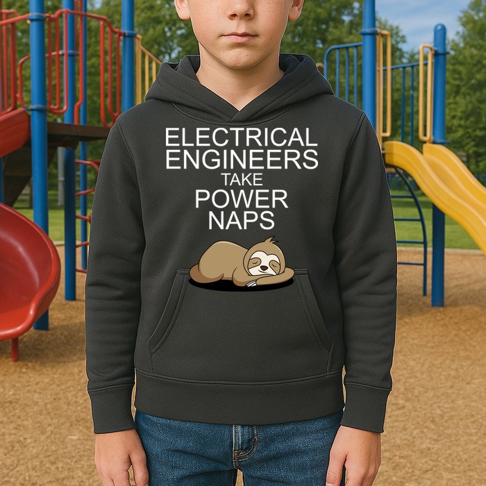 Electrical Engineers Take Power Naps Funny Sloth Kids Hoodie