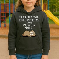 Electrical Engineers Take Power Naps Funny Sloth Kids Hoodie