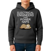 Electrical Engineers Take Power Naps Funny Sloth Kids Hoodie