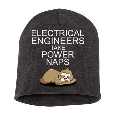 Electrical Engineers Take Power Naps Funny Sloth Short Acrylic Beanie