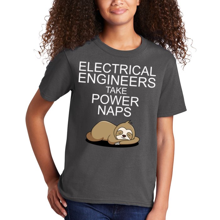 Electrical Engineers Take Power Naps Funny Sloth Kids T-Shirt