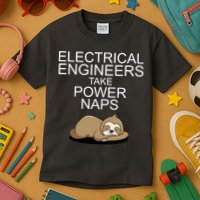 Electrical Engineers Take Power Naps Funny Sloth Kids T-Shirt
