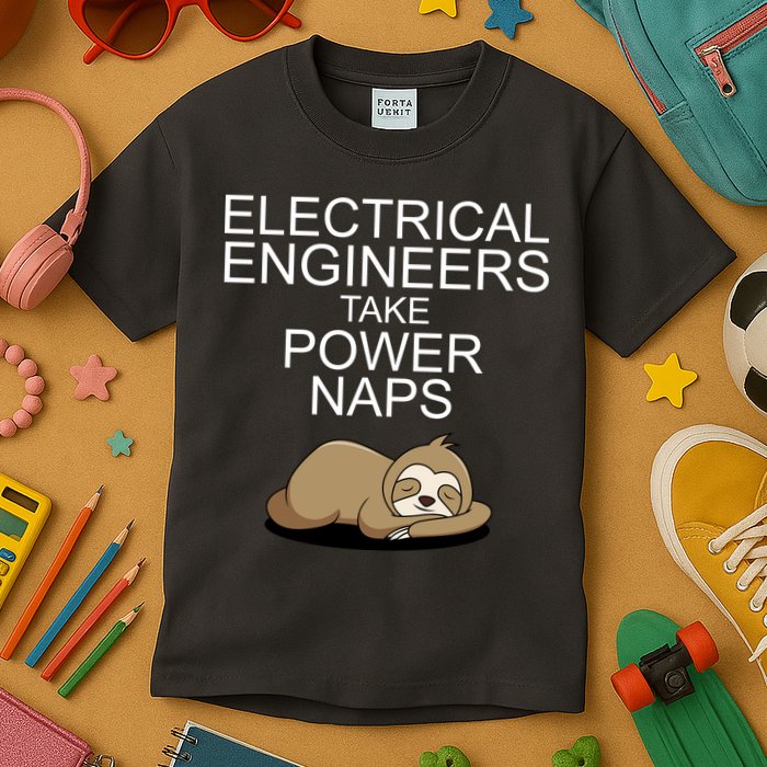 Electrical Engineers Take Power Naps Funny Sloth Kids T-Shirt