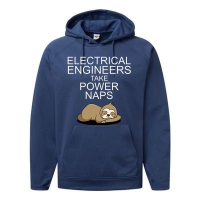 Electrical Engineers Take Power Naps Funny Sloth Performance Fleece Hoodie