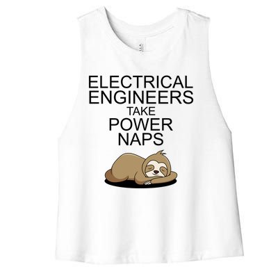 Electrical Engineers Take Power Naps Funny Sloth Women's Racerback Cropped Tank