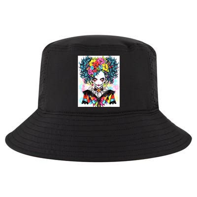 Elegant Edge: Vibrant Rebellious Design With Floral Accents Cool Comfort Performance Bucket Hat