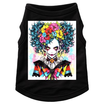 Elegant Edge: Vibrant Rebellious Design With Floral Accents Doggie Tank
