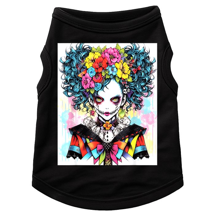 Elegant Edge: Vibrant Rebellious Design With Floral Accents Doggie Tank
