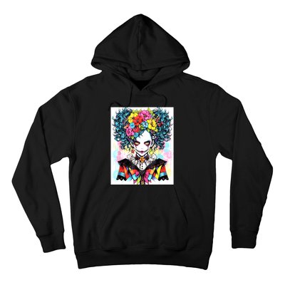 Elegant Edge: Vibrant Rebellious Design With Floral Accents Hoodie