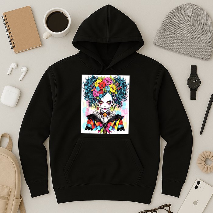 Elegant Edge: Vibrant Rebellious Design With Floral Accents Hoodie