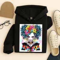 Elegant Edge: Vibrant Rebellious Design With Floral Accents Hoodie