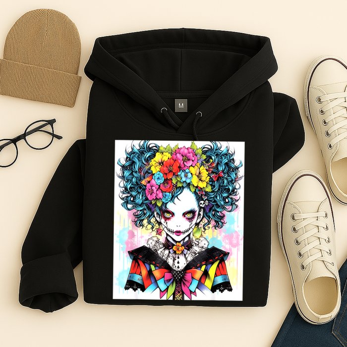 Elegant Edge: Vibrant Rebellious Design With Floral Accents Hoodie