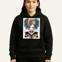 Elegant Edge: Vibrant Rebellious Design With Floral Accents Hoodie