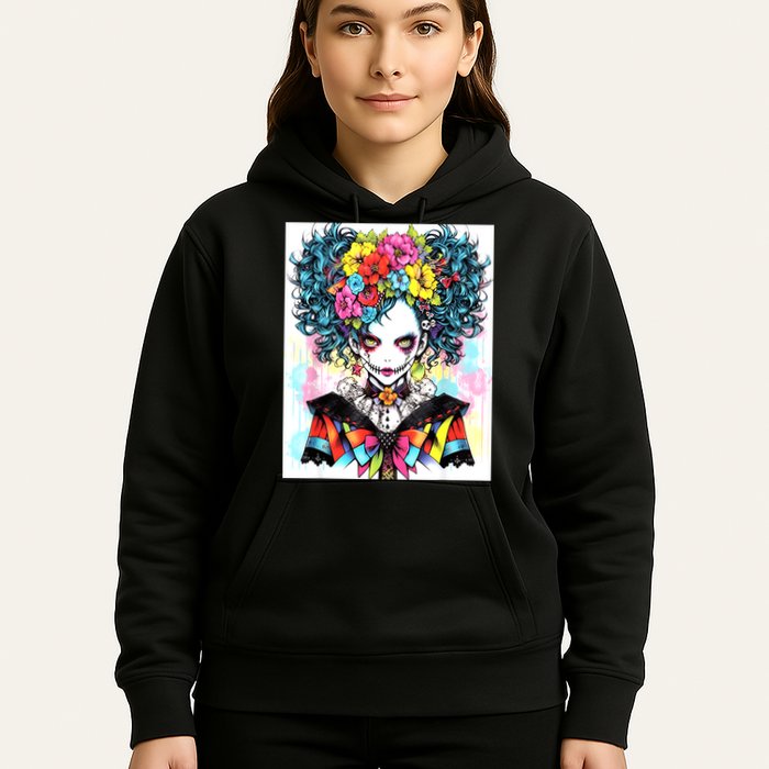 Elegant Edge: Vibrant Rebellious Design With Floral Accents Hoodie