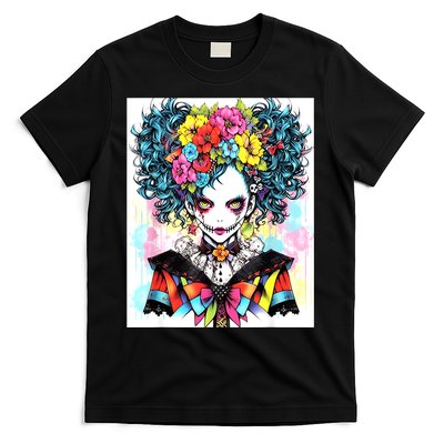 Elegant Edge: Vibrant Rebellious Design With Floral Accents T-Shirt
