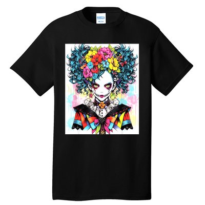 Elegant Edge: Vibrant Rebellious Design With Floral Accents Tall T-Shirt