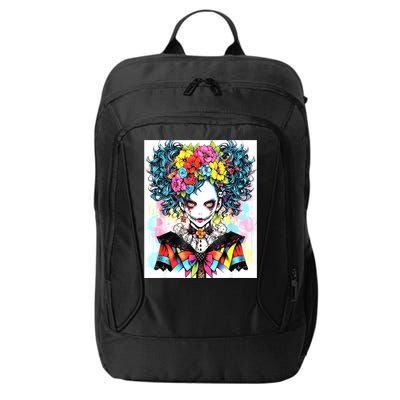 Elegant Edge: Vibrant Rebellious Design With Floral Accents City Backpack