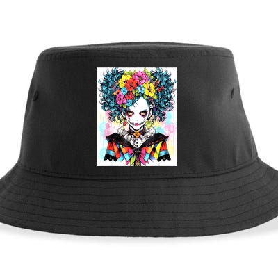 Elegant Edge: Vibrant Rebellious Design With Floral Accents Sustainable Bucket Hat