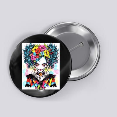 Elegant Edge: Vibrant Rebellious Design With Floral Accents Button