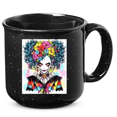 Elegant Edge: Vibrant Rebellious Design With Floral Accents 15oz Campfire Ceramic Mug
