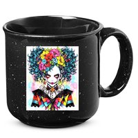 Elegant Edge: Vibrant Rebellious Design With Floral Accents 15oz Campfire Ceramic Mug