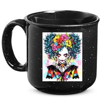 Elegant Edge: Vibrant Rebellious Design With Floral Accents 15oz Campfire Ceramic Mug