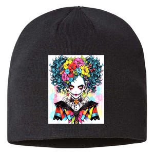 Elegant Edge: Vibrant Rebellious Design With Floral Accents Sustainable Beanie