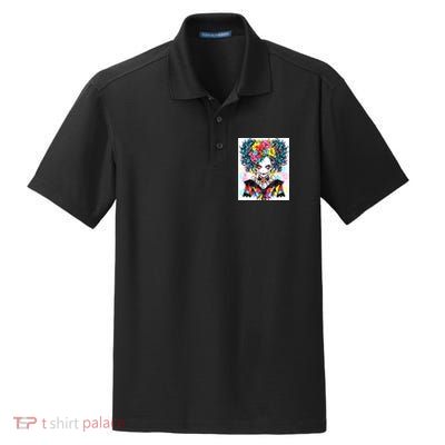 Elegant Edge: Vibrant Rebellious Design With Floral Accents Dry Zone Grid Polo