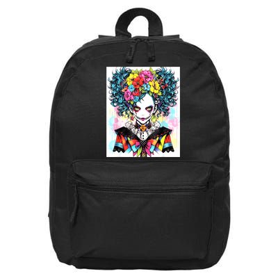 Elegant Edge: Vibrant Rebellious Design With Floral Accents 16 in Basic Backpack